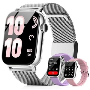 Smartwatch with Silver Mesh Band